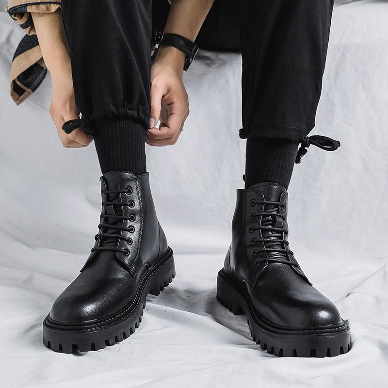 Men'S Shoes With Height Increase - Sepatu Bot Kulit Pria Model Tinggi
