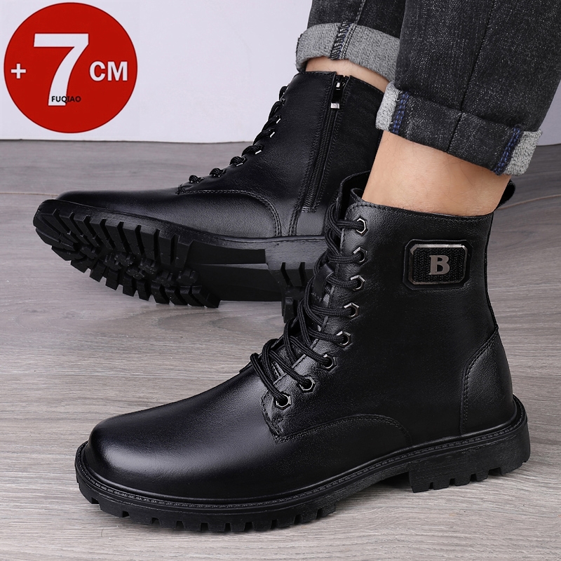 Sepatu Boots Kulit Asli Pria d - Men'S Shoes With Height Increase ulasan dan harga